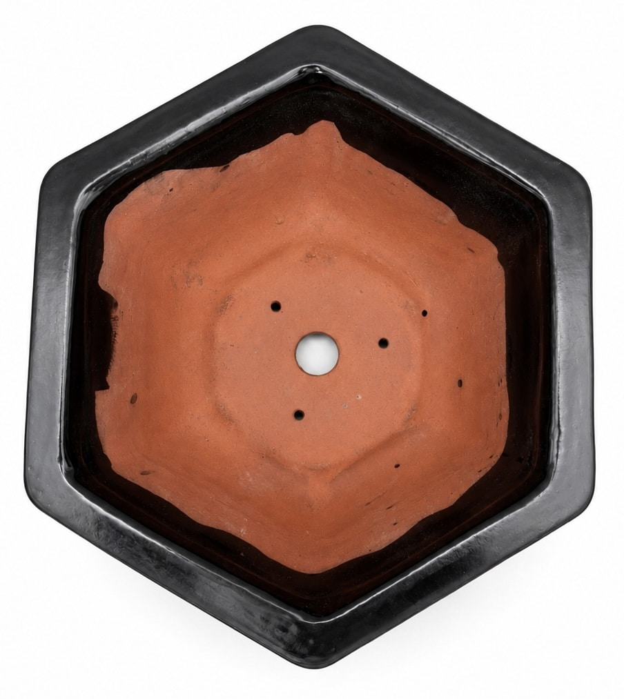 Ceramic Hexagonal Bonsai Pot Glazed – 16cm - Image 2